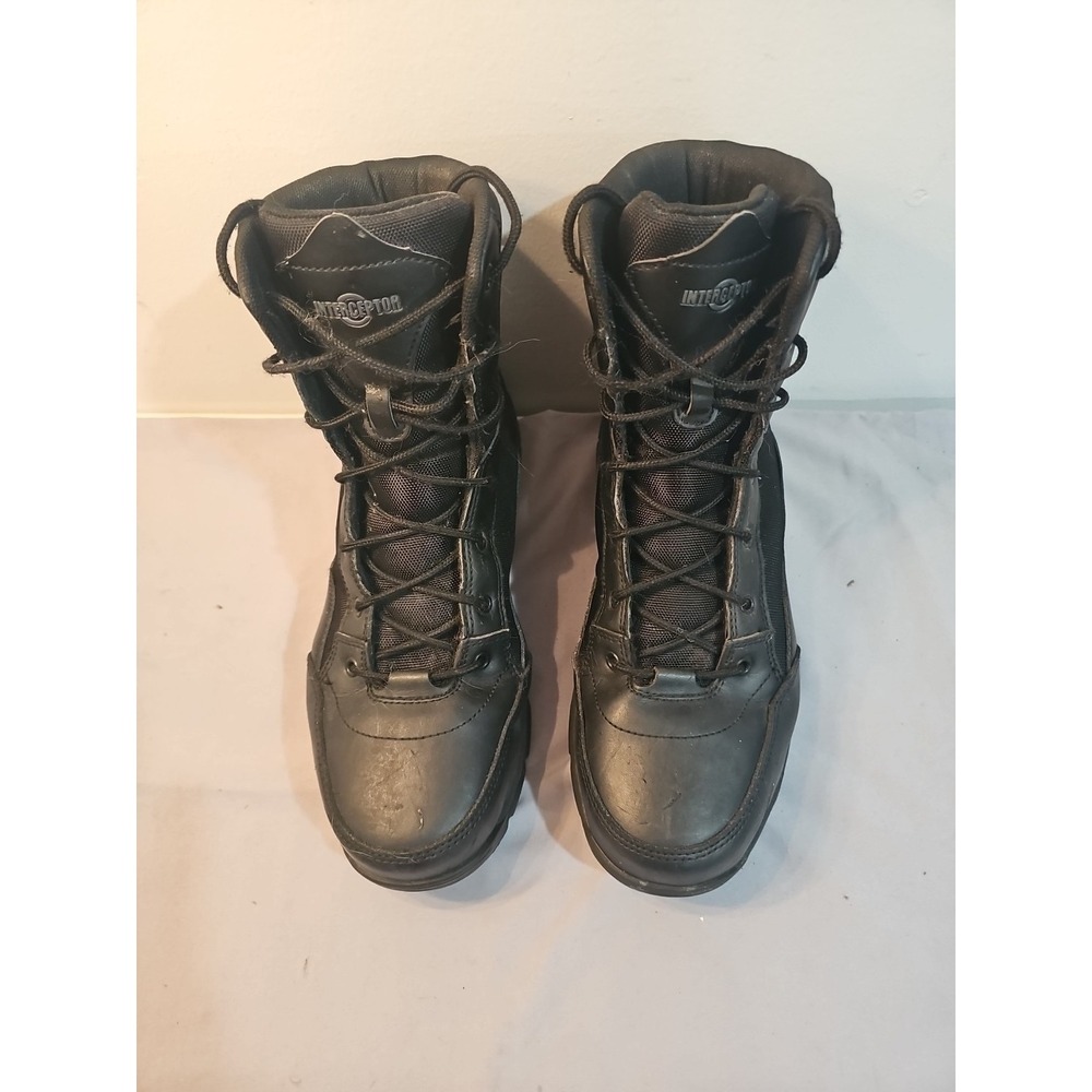 Interceptor Men's Force 6" Black Leather Steel‑Toe Tactical Work Boots Size 12